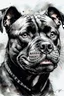 Placeholder: Watercolor Portrait of a happy black Staffordshire bull terrier in the style of Yoji Shinkawa, Guy Denning, Florian Nicolle, Willem Haenraets