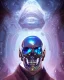 Placeholder: A glass headed skull with sapphire eys wearing a futuristic uniform, 8k resolution concept art portrait by Greg Rutkowski, Artgerm, WLOP, Alphonse Mucha Boris Vallejo dynamic lighting hyperdetailed intricately detailed Splash art trending on Artstation vivid colors Unreal Engine 5 volumetric lighting, by H.R. Giger