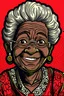 Placeholder: A drawing of a black Granny Claus cartoon pop art