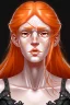 Placeholder: fantasy setting, woman with orange and white hair, tall and frail, soft facial traits, well outlined lips