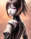 Placeholder: Detailed cute anime Kunoichi girl, brown hair and gree black latex bodysuit, intricate details, full body portrait, keep head in frame, slight smile, black Japanese motif, concept art, highly detailed, digital painting, concept art, sharp focus, illustration, art by Yoji Shinkawa, WLOP and greg rutkowski and alphonse mucha and artgerm and yanjun Chen and Junji ito and Makoto Shinkai, HDR, octane render.