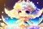 Placeholder: cute chibi goddess in holographic dress in sunshine