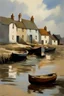 Placeholder: English fishing village in style of john singer sargent