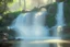 Placeholder: Waterfall, sunny day, impressionism painting