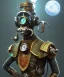 Placeholder: evil mechanical person with a steampunk theme, realistic