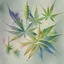 Placeholder: Generate an asymmetrical arrangement of weed joints, each placed in different area of the canvas, with subtle variations in size and orientation. watercolour sketch