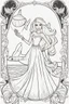 Placeholder: outline art for kids barbie coloring pages with a mermaid, no background, sketch style, full body, only use outline, mandala style, clean line art, white background, no shadows and clear and well outlined. should look exactly like barbie