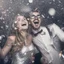 Placeholder: A couple partying with silver confetti