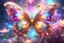 Placeholder: fantasy pretty, huge Prismatic butterfly with iridescant body and gold light rib, sitting on a cristal flower, nebula trending on art station. unreal engine