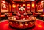 Placeholder: A panda restaurant with fire stones made out of red fiery Chinese paper arts