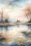 Placeholder: The place where the Dream and its followers live. A reflection of the sky. Watercolor, new year, fine drawing, beautiful landscape, pixel graphics, lots of details, delicate sensuality, realistic, high quality, work of art, hyperdetalization, professional, filigree, hazy haze, hyperrealism, professional, transparent, delicate pastel tones, back lighting, contrast, fantastic, nature+space, Milky Way, fabulous, unreal, translucent, glowing