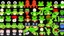 Placeholder: game sprite sheet of 30 images of stylized frog, view from six different angles covering 360°, collection sheet, arcade game, realistic