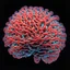 Placeholder: brain neon coral, single object, fractal, black background, hyper realistic lighting, surrealistic