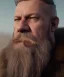 Placeholder: close-up portrait, Viking style, Realistic, 8K, a Highly detailed face of a man, beard, Odin, Raven