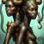 Placeholder: sango fantasy, fantasy magic, intricate, sharp focus, illustration, highly detailed, digital painting, concept art, matte, masterpiece snake head sexy lady body black African beauty tiger wearing African hair total head water background