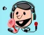 Placeholder: Animateur radio, caricature, 1 seul personnage, micro, casque, note de musique, humour