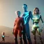 Placeholder: Ultra Realistic home family portrait. father. mother. daughter. alien pet. assistant robot. retro futuristic scene, barbarella style. smile, happy. highly detailed, concept art, unreal engine 5, ray tracing, RTX, lumen lighting, ultra detail, volumetric lighting, 3d, finely drawn, high definition, high resolution.