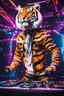 Placeholder: Full body Photography Humanoid Tiger as dj player smusical self expression play dj in disco club