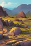 Placeholder: simply rocky landscape paint