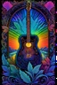 Placeholder: guitar George, 3D embossed textured ethereal image; midnight hues, extreme colors, guitar George by a river; trippin', psychedelic, groovy, art nouveau; indica, sativa, leaves, gig poster art, macabre, eldritch, bizarre, extreme neon colors, mixed media, velvet, blacklight, uv