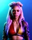 Placeholder: portrait, Shakira, blonde artist, angry, Realistic image, MMA robe, hoodie, mouthguard, nose, band aid, loose long hair, eyes make up, perfect, glow, circle iris. Rain, fog, Neon colors, leds. Dark background, photo studio, neon lights. concept art, smooth, unreal engine 5, god lights, ray tracing, RTX, lumen lighting, ultra detail, volumetric lighting, 3d, finely drawn, high definition, 4k.