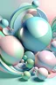 Placeholder: abstract render of subtle pastel iridescent and holographic geometric 5 organic shapes/circles flying