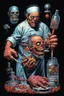 Placeholder: Science experiment Horror surgeon by Richard Corben, Todd Schorr, T-Shirt Design, Black Background