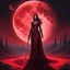 Placeholder: In the shadow of the Bloodmoon, the Oracle stands barefoot upon a desolate altar, her crimson form illuminated by the sky's eerie glow. Surrounding her are the swords of fallen warriors, planted in the ground as silent witnesses to the prophecy she bears. The air is thick with the scent of blood and magic, as spectral figures swirl in the background, their faces etched in anguish—souls bound to the fate she foretells. The Oracle's vision is clear: death and destruction are coming, heralded by th