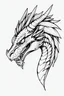 Placeholder: dragon head with mane of fur line art side view realistic bearing teeth