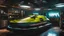 Placeholder: cyberpunk hovercraft repair room