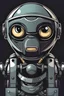 Placeholder: A flat cartoon robot masked ninja avatar head with big round eyes and metal mask. Flat style