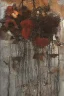 Placeholder: an abstract painting of rusted metal and flowers, by anselm kiefer and lucian freud, rust, scaffolding, iron cladding, decay, mixed media, textured, anatomically correct, beautiful perfect face, sharp focus, highly detailed