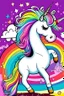 Placeholder: kids illustration, an unicorn image, cartoon style, thick line, low details, vivid color