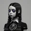 Placeholder: addams family,wednesday addams make up, wednesday addams black dress, wednesday addams hair, hyper detail, octane render, unreal engine 5, 8k resolation