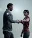 Placeholder: detroit become human, two people looking at each other, real Handshake 10 fingers , sci-fi fantasy style, volumetric lighting, particales,highly detailed,cinamatic, deep colours,8k.