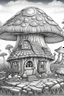 Placeholder: MANDELA STYLE .mushroom house on island Coloring Book for Adults and Kids, Instant Download, Grayscale Coloring Book