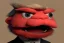 Placeholder: Angry muppet trump in suit, no tongue, looking forward, face, smaller, round puffball nose, eyebrows, no teeth small nose