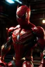Placeholder: Spider Man in a mega cool red iron super suit with spikes on his arms and shoulders, hdr, (intricate details, hyperdetailed:1.16), piercing look, cinematic, intense, cinematic composition, cinematic lighting, color grading, focused, (dark background:1.1)