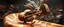 Placeholder: hårete gremlin basket player hurtig snegle med vind i håret på fest med stor slegge aker ned sklie av marmor malt av Rembrandt, motion blur background