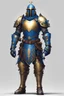 Placeholder: Nuclear, atompunk, knight, heavy armor, gold and blue armor, leather, lights, dieselpunk, concept art, full body, t pose, front, white background, medieval, character, 9:16, 4k