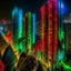 Placeholder: A big city high towers buildings , ultra HD, in 8K, no one sees what you see in the buildings , Tiene rare colors bioluminescence, in all the paleta of colors, its extra colors, its tall filaments of pilosos that parecen cobrar vida. The tree creates an alien forest, illuminated by a warm ray of light. Destaca the extraterrestrial environment and the hojas de la hierba.Style: Hi