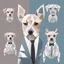 Placeholder: make one realistic business dog that is made of shapes and has a suit on looks a little like crystals