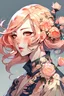 Placeholder: Floral inspired Honkai Star Rail woman with rose gold hair.