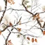 Placeholder: detailed Real Tree Camouflage made of sticks, twigs, tree bark, dried maple leaves, green pine branches, snow and dirt, white background, seamless repeatable texture pattern imitating a natural forest background, add details