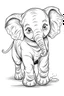 Placeholder: outline art for Elephant Calf coloring pages with sitch, white background, Sketch style, full body, only use outline, toddlers style, clean line art, white background, no shadows and clear and well outlined.