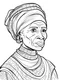 Placeholder: Sojourner truth, b&w line art style fashion, preppy style, simple line art, one line, line art, line drawing style, white background, picture, coloring book style on white background, well composed, clean coloring book page, No dither, no gradient, strong outline, No fill, No solids, vector illustration, –ar 9:11 –v 5