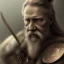 Placeholder: Viking theme, a younger woman sitting next to a 50-year-old man, portrait, 8K, close-up face, anatomically perfect face, Highly detailed stunning full frame portrait, misty and cloudy atmosphere