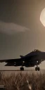 Placeholder: black Fighter jet , night ,full moon atmospheric , 8K, super realistic, unreal engine, cinematic lighting, octane render.