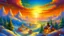 Placeholder: Lidge's drawing of a magical few, very wonderful, many colors, with a stunning and snowy view, and a magical sunset, in a realistic imaginative fantasy style, suitable for children.