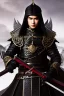 Placeholder: Detailed young samurai elven man, black hair, black leather armor, intricate details, full body portrait, keep head in frame, black Japanese motif, concept art, highly detailed, digital painting, concept art, sharp focus, illustration, HDR, octane render